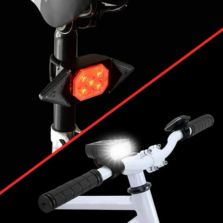 Bike Bicycle LED Front Light Headlight & Turn Signal Tail Light Kit Rechargeable